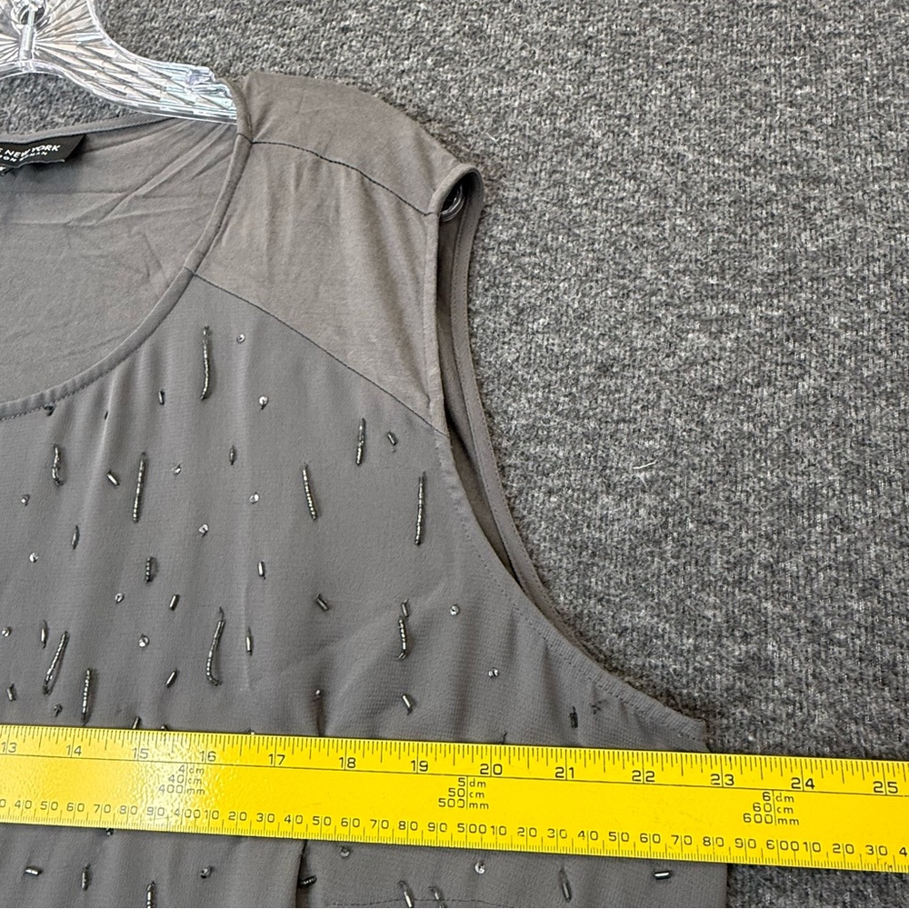 JONES NEW YORK‎ Beaded Sequined Dressy Sleeveless Plus Size Top 18W Blouse GRAY - Picture 15 of 15